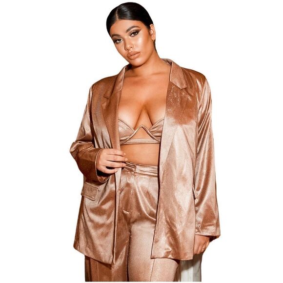 NWT Pretty little thing over sized Metallic Copper Blazer - Picture 1 of 4